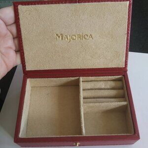 Majorica  red travel jewelry box with snap closure